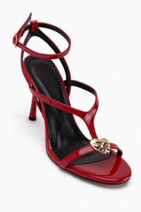 Sweta Red Ankle Strap Buckled Women’s Heeled Shoes