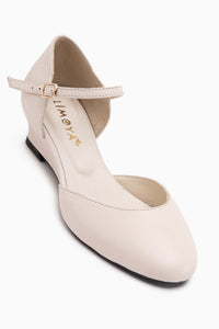 Elize Genuine Leather Beige Closed Toe Women’s Heeled Shoes