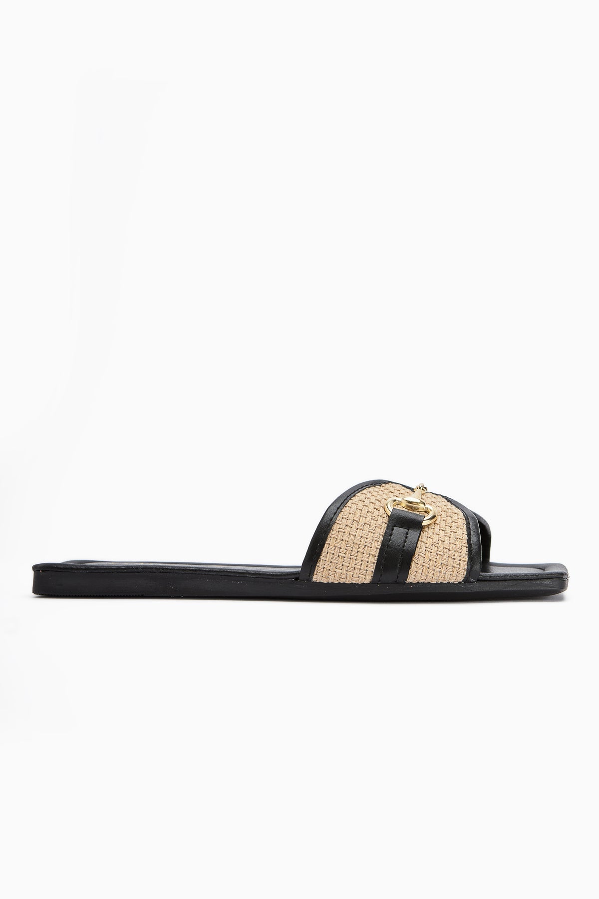 Elanor Black Women's Flat Slippers with Buckle