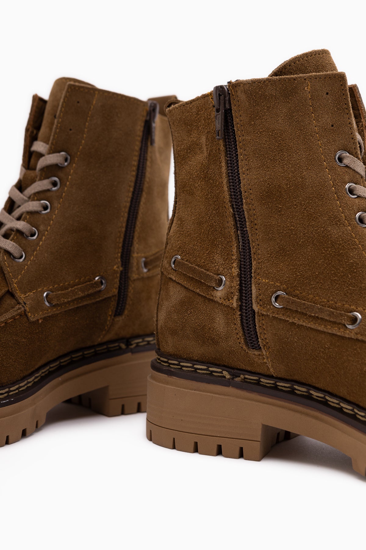 Minna Genuine Leather Walnut Suede Laced Women’s Boots