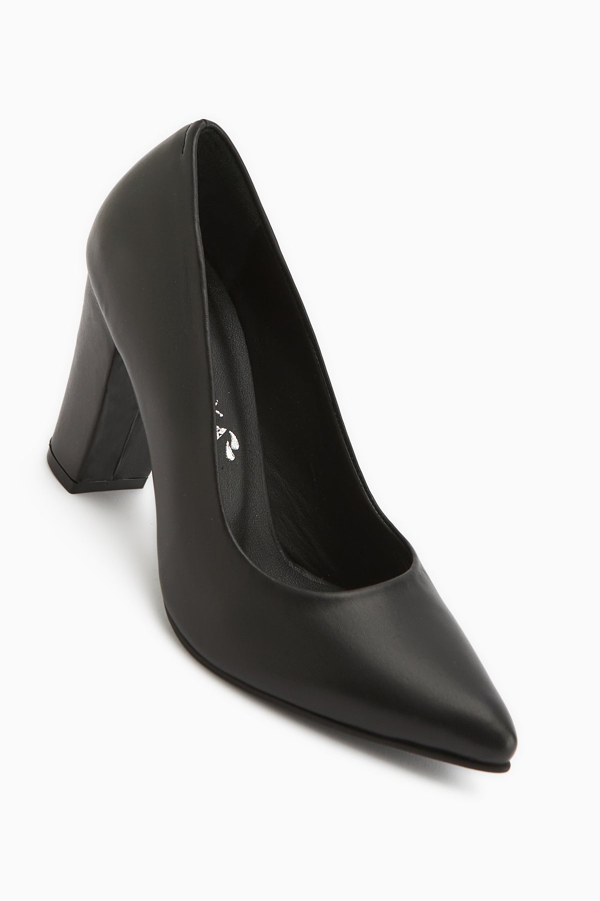 Emily Genuine Leather Black Thick Heeled Women’s Shoes