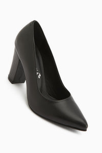 Emily Genuine Leather Black Thick Heeled Women’s Shoes