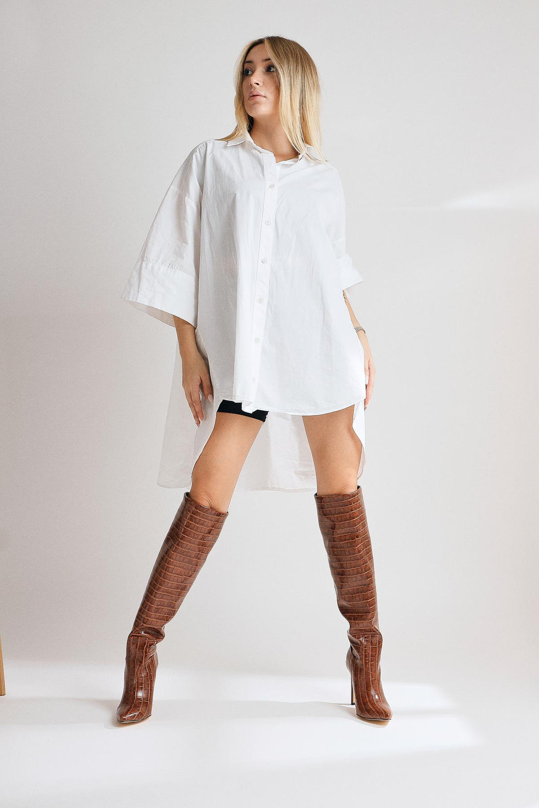 Nenya – Cognac Croc-Embossed Pointed-Toe Slim Heel Over-The-Knee Boot (Women)