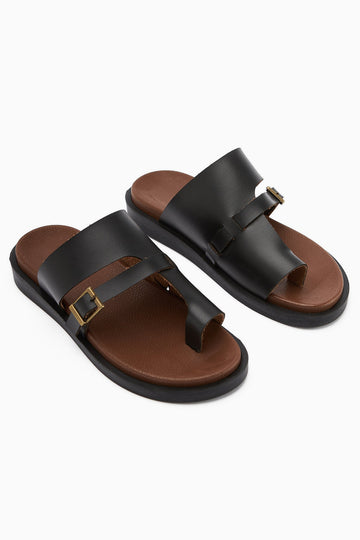 Enisa – Black Toe-Post Slide (Women)