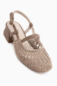 Rossi Beige Woven Detailed Women’s Heeled Sandal