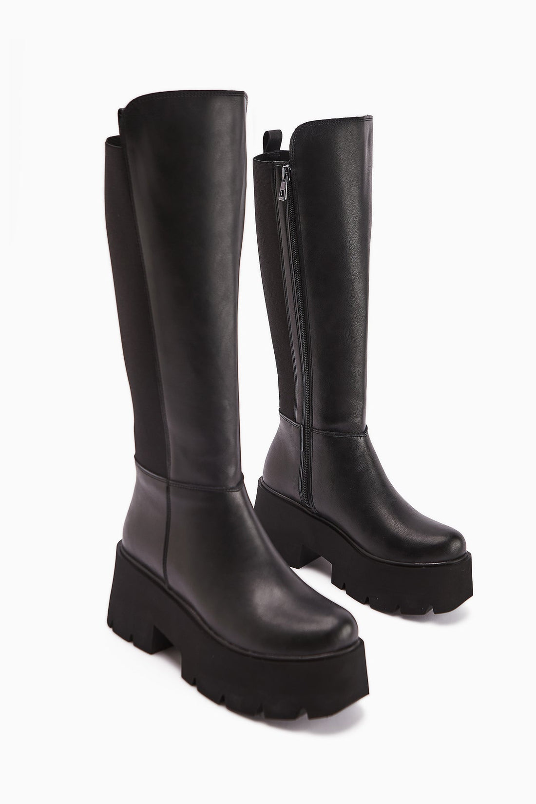 Sannah Black Platform Heeled Women's Boots