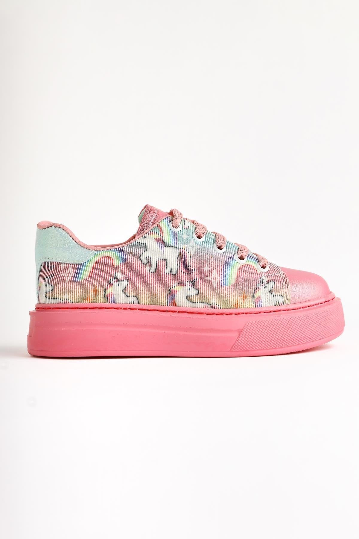 Gea Pink Unicorn Print Kids' Sneakers