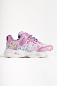 Jannie Pink Striped Character Print Glittering Kids' Athletic Shoe