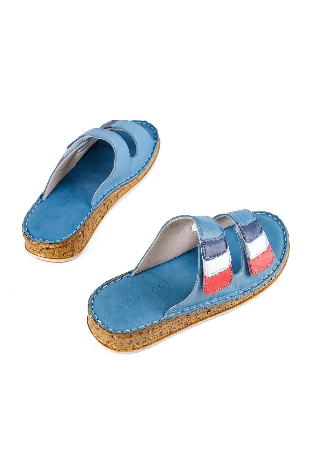 Kassid Genuine Leather Blue Comfort Slipper