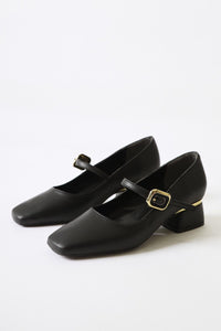 Abby Black Square Toe with Buckle Detail Casual Shoes