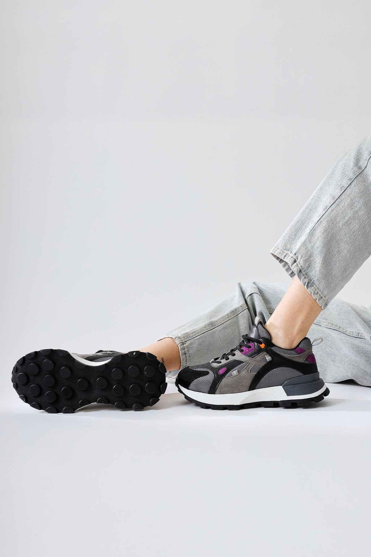 Siska Black Suede Lace-Up High-Platform Sneakers