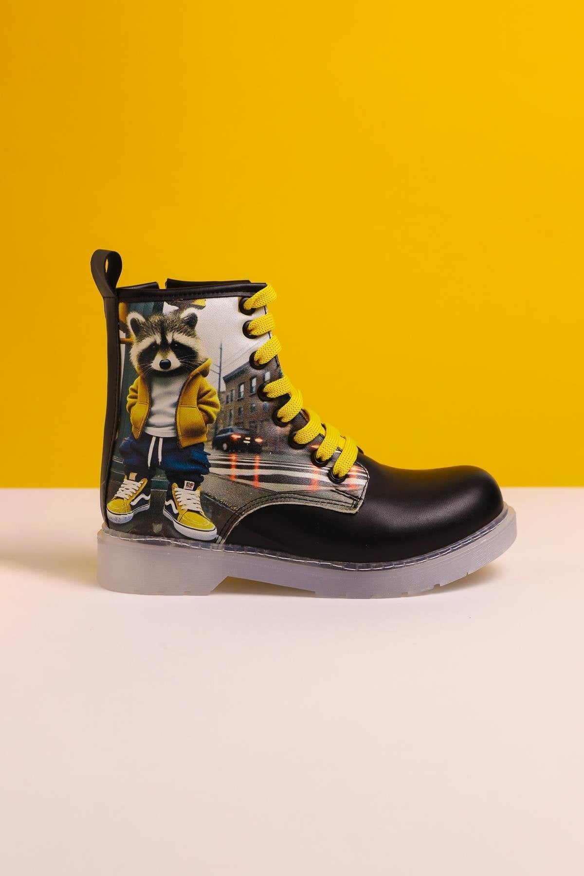 Dora Black Striped Character Print Lace-Up Kids' Boots