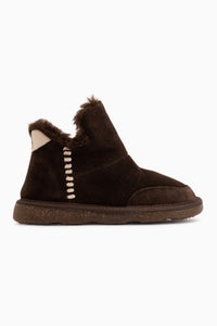 Lorrie Genuine Leather Brown Suede Fur Women’s Short Boots