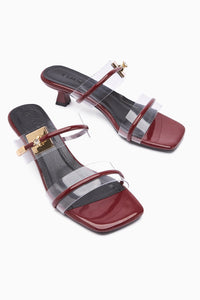 Silvi Burgundy Patent Buckled Low-Heeled Women's Slipper
