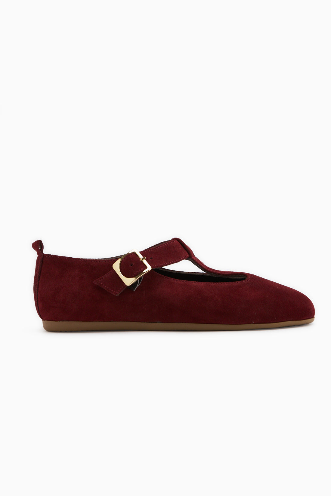 Genuine Leather Danni Burgundy Suede Belted Women’s Ballet Flats