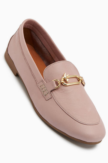 Alessa Genuine Leather Rose Buckle Women’s Loafer Daily Moccasin Shoes