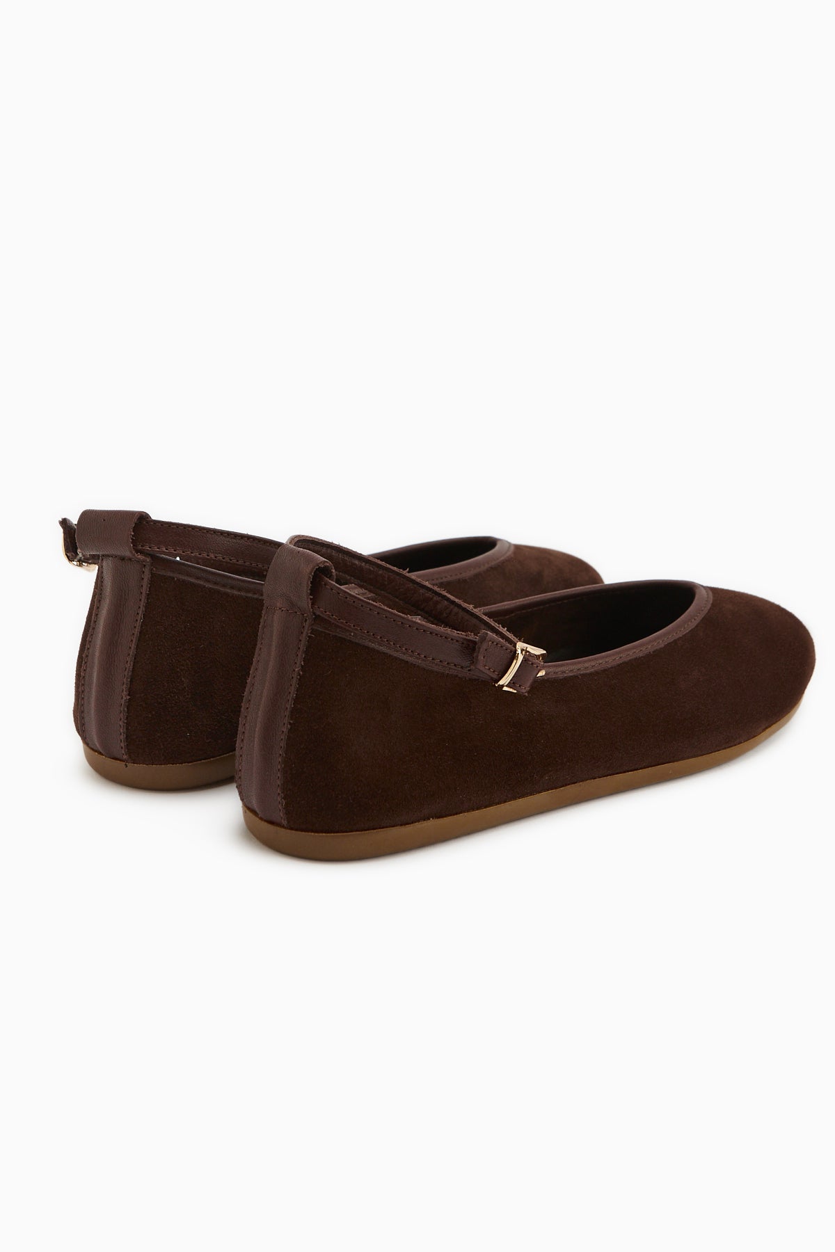 Genuine Leather Jenin Brown Suede Belted Women’s Ballet Flats