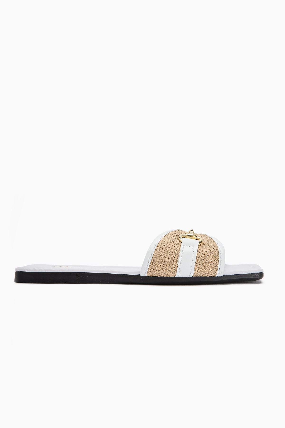 Elanor White Women's Flat Slippers with Buckle