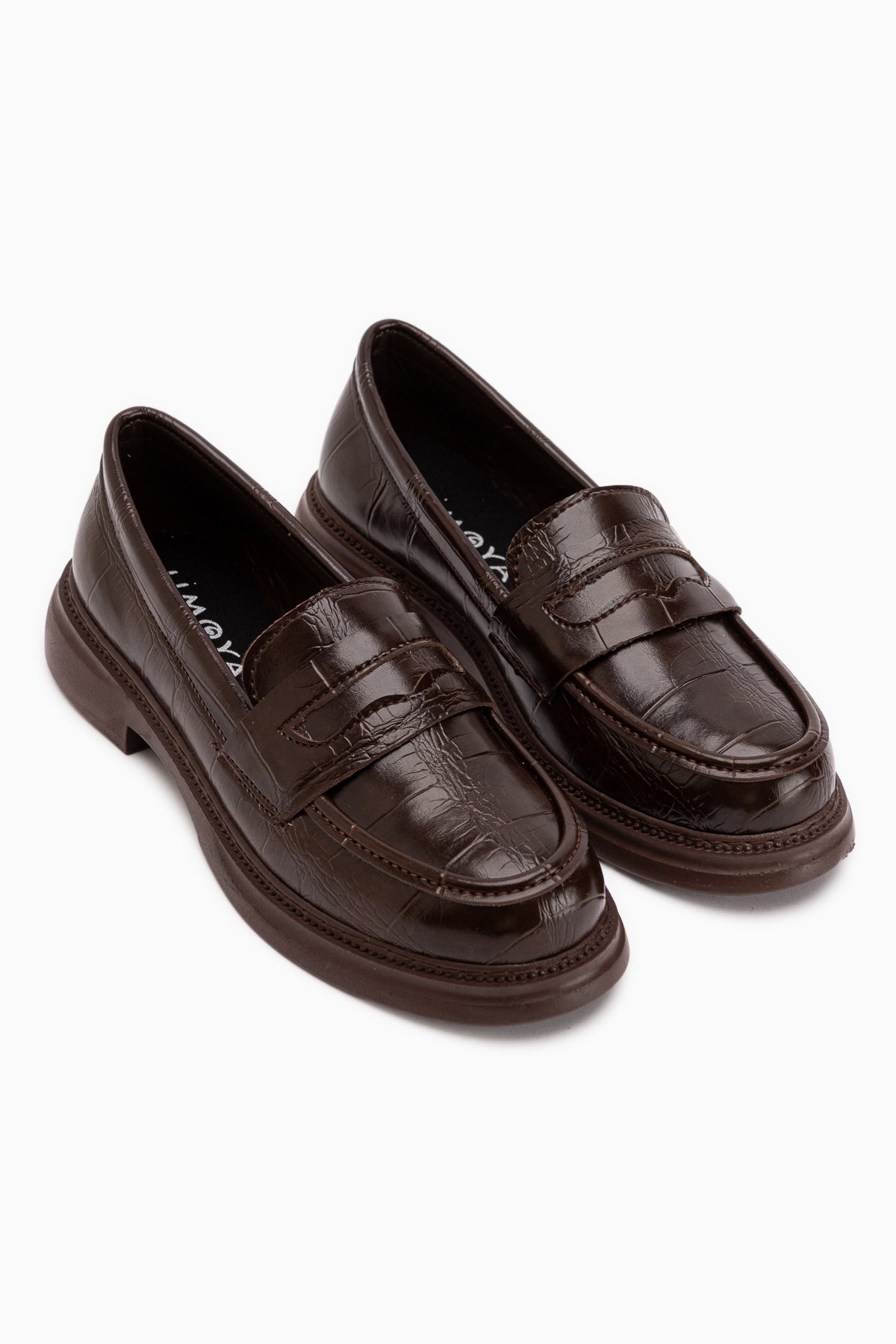 Sienna Brown Crocodile Pattern Women’s Loafer Casual Shoes