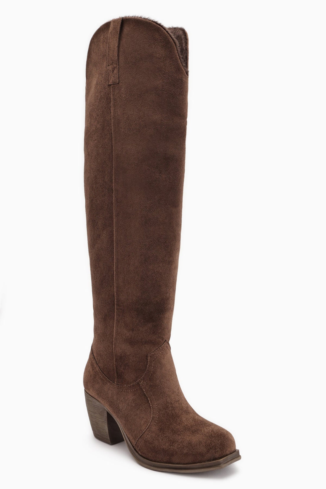 Leya Brown Suede High Heel Zipless Boots
