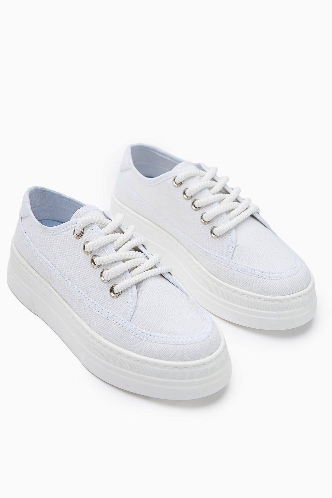 Sassa White High-Platform Lace-Up Women's Sneakers