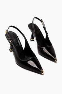 Viona Black Patent Closed Toe Women’s Heeled Shoes