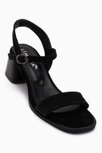 Lucia Genuine Leather Black Suede Heeled Women’s Sandal