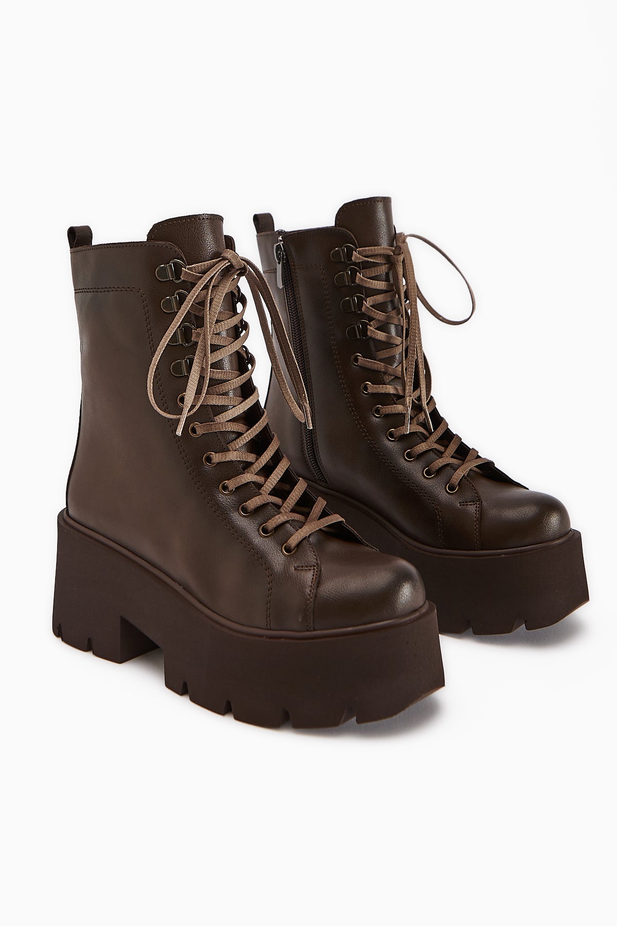 Brit – Brown Platform Combat Boot (Women)