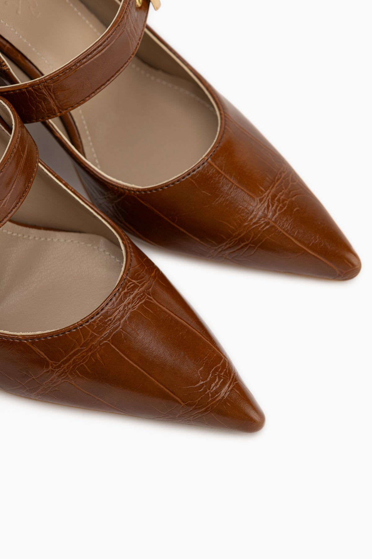 Jody Brown Buckle Detailed Pointed Toe Women’s Heeled Shoes