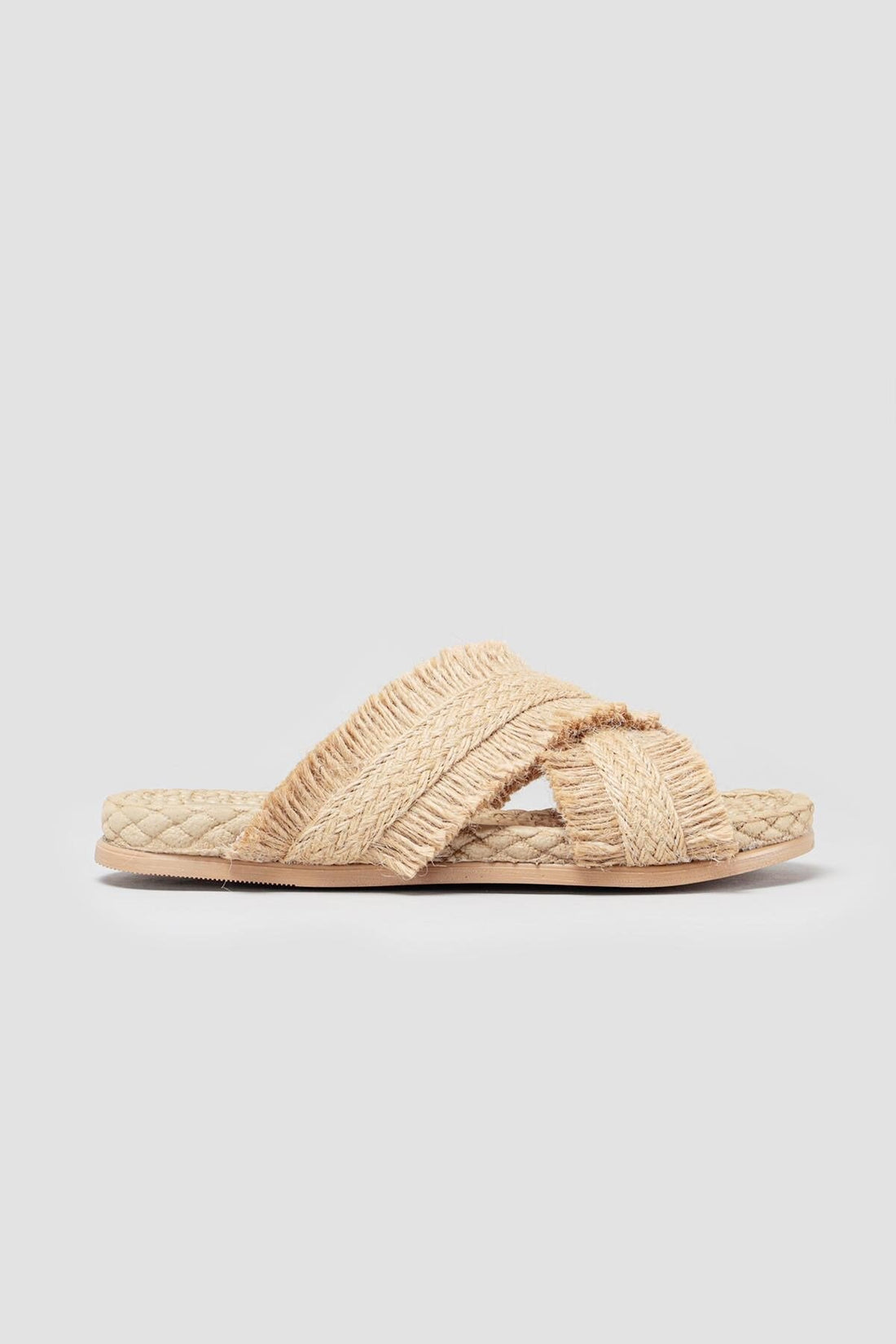 Rachael – Nude Straw Cross Thick-Strap Slide