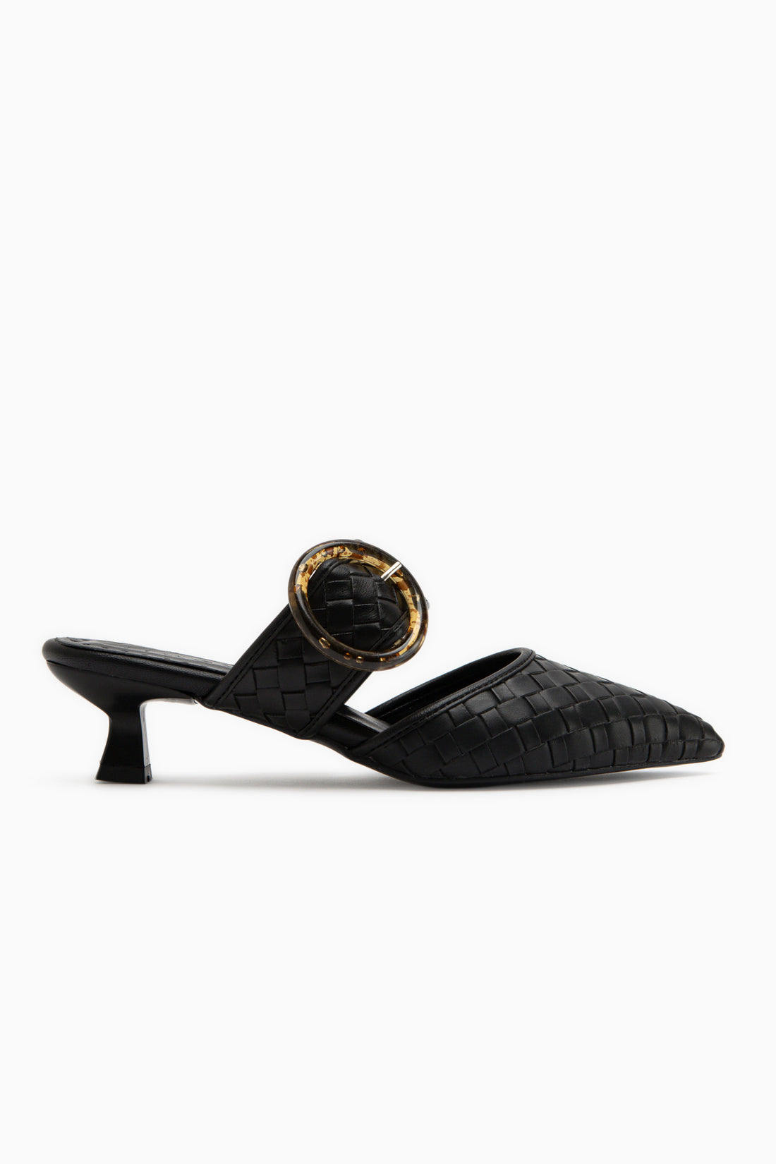 Meeri Black Buckled Closed Toe Women’s Slippers