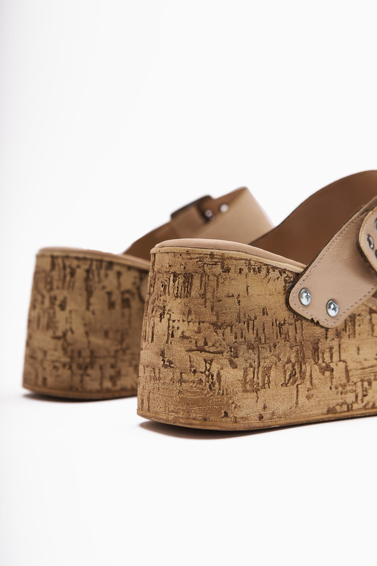 Genet Beige Women's Slipper with Screw Detail and Buckle