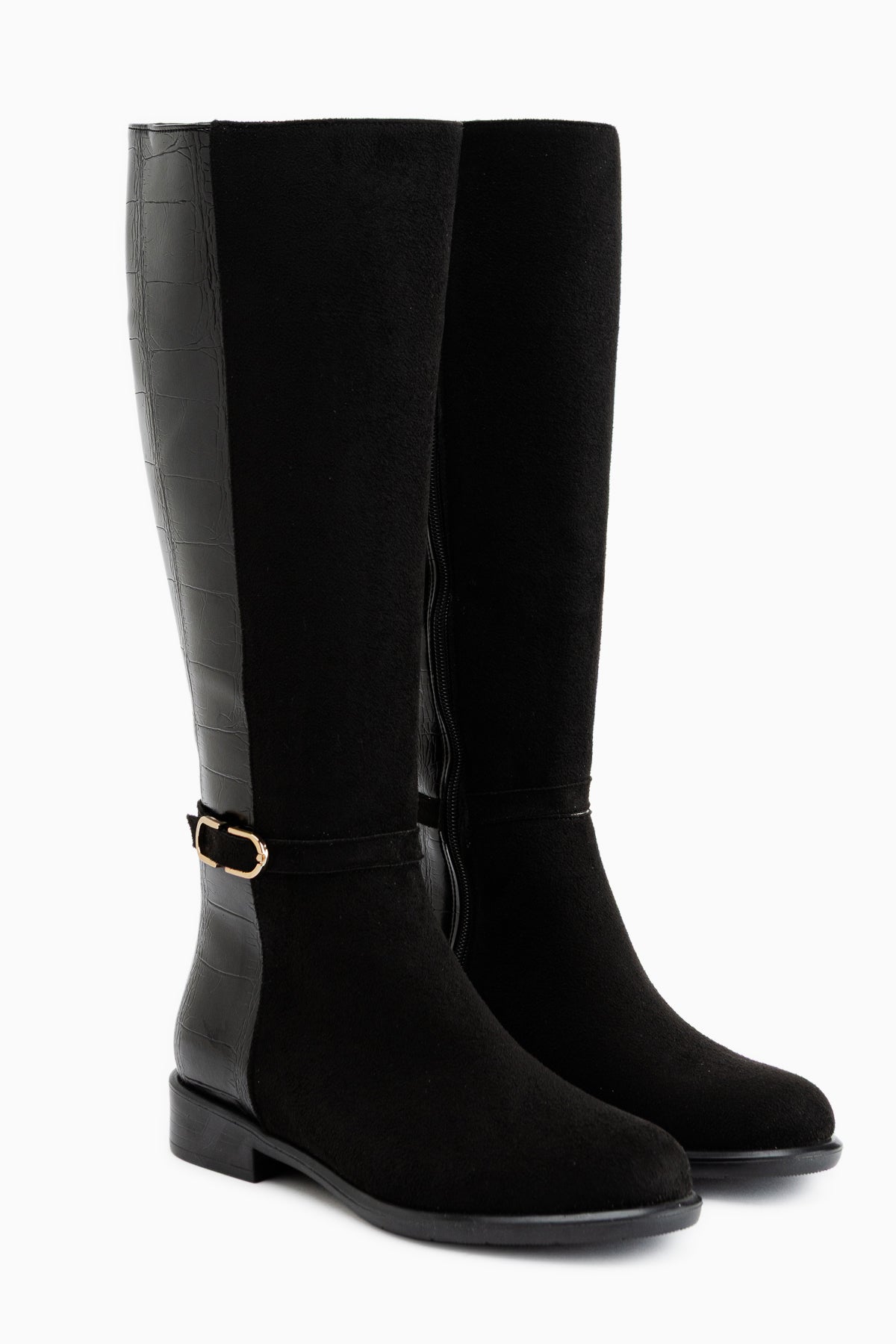 Essie Black Suede Buckled Women’s Boots