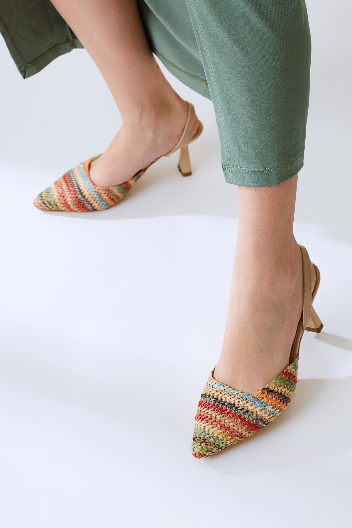 Maddy Multicolor Woven Detail Pointed-Toe Heeled Sandal