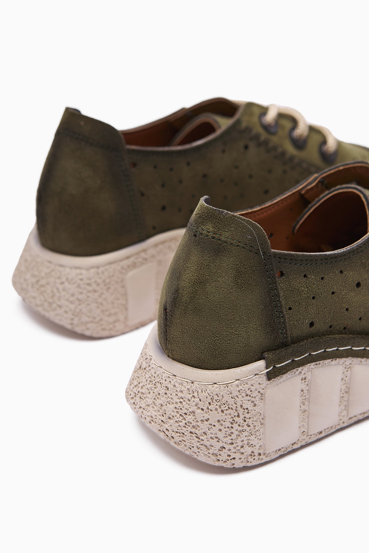 Juli – Olive Suede Vegan Material Lace-Up Casual Shoe (Women)
