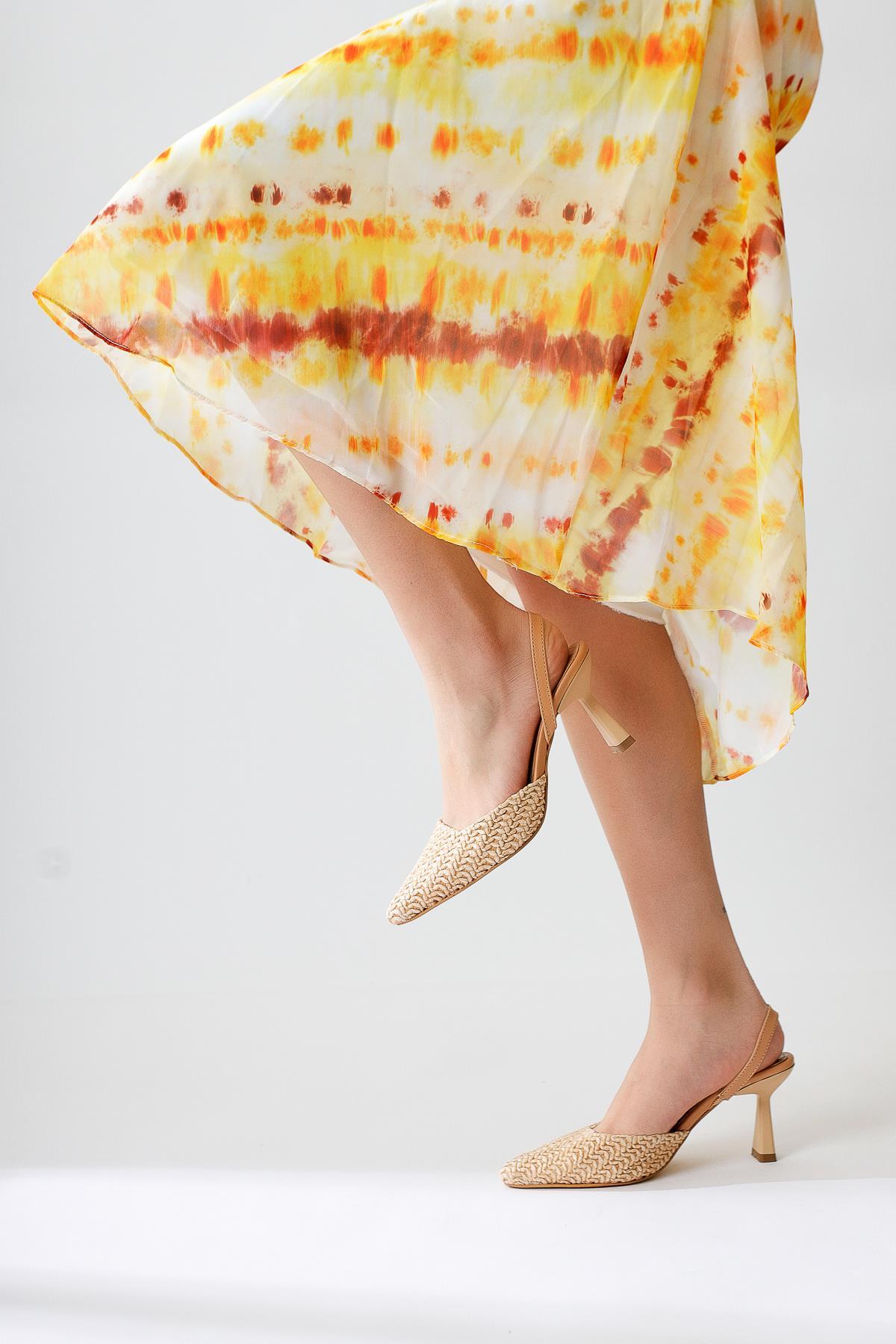 Maddy Nude Woven Detail Pointed-Toe Heeled Sandal