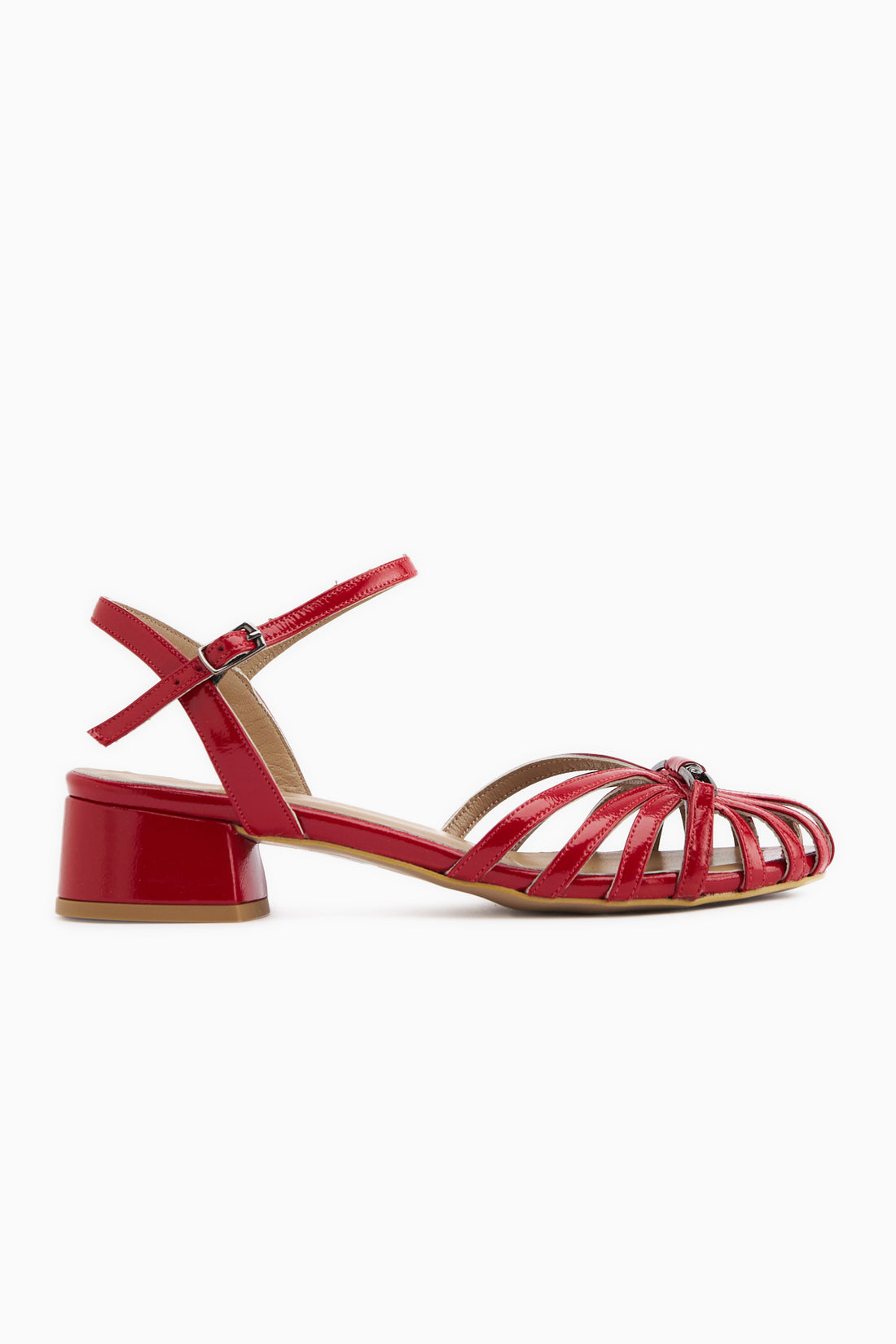 Genuine Leather Red Buckled Women’s Sandal