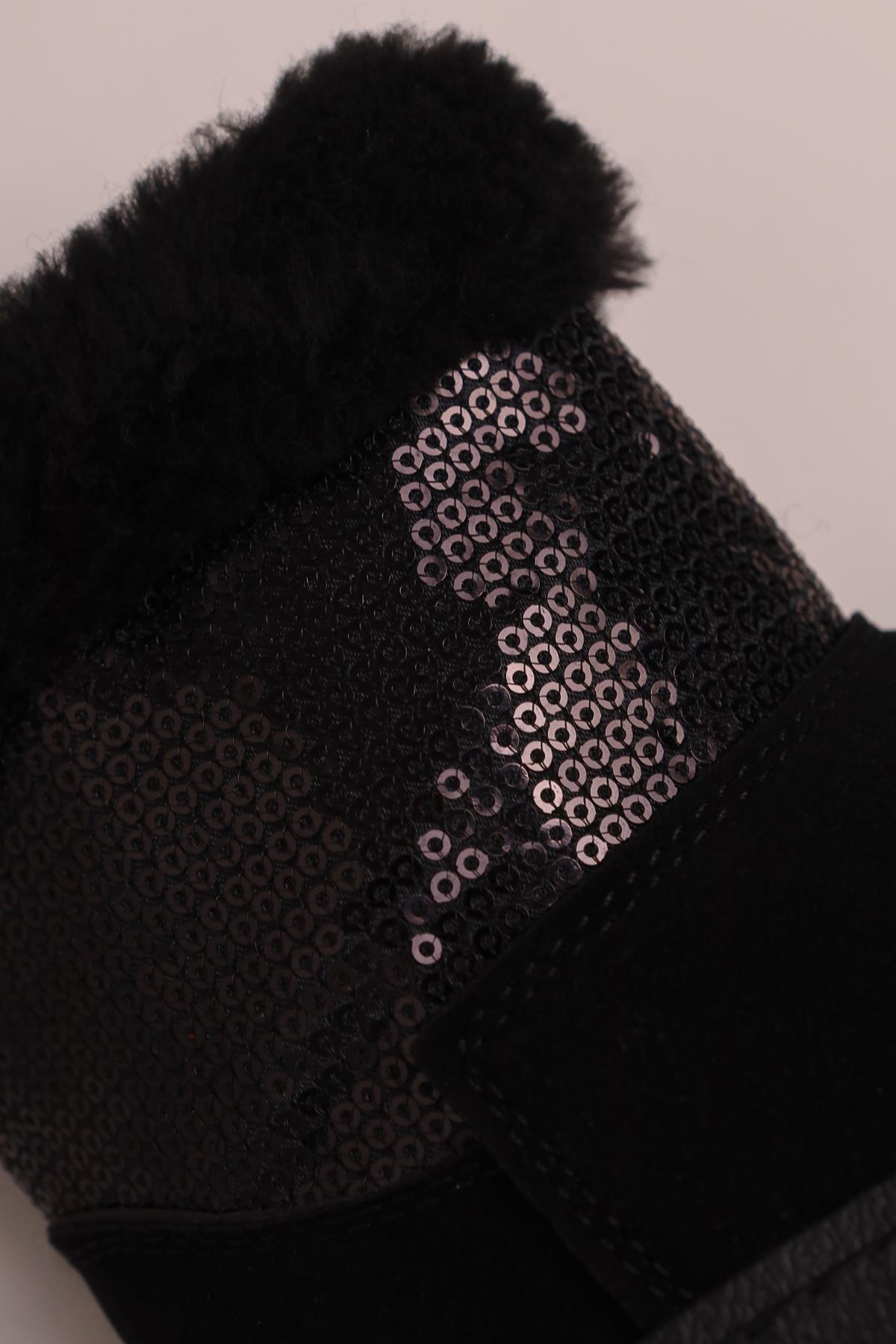 Hanne Black Suede Sequined Fur-Lined Kids' Boots