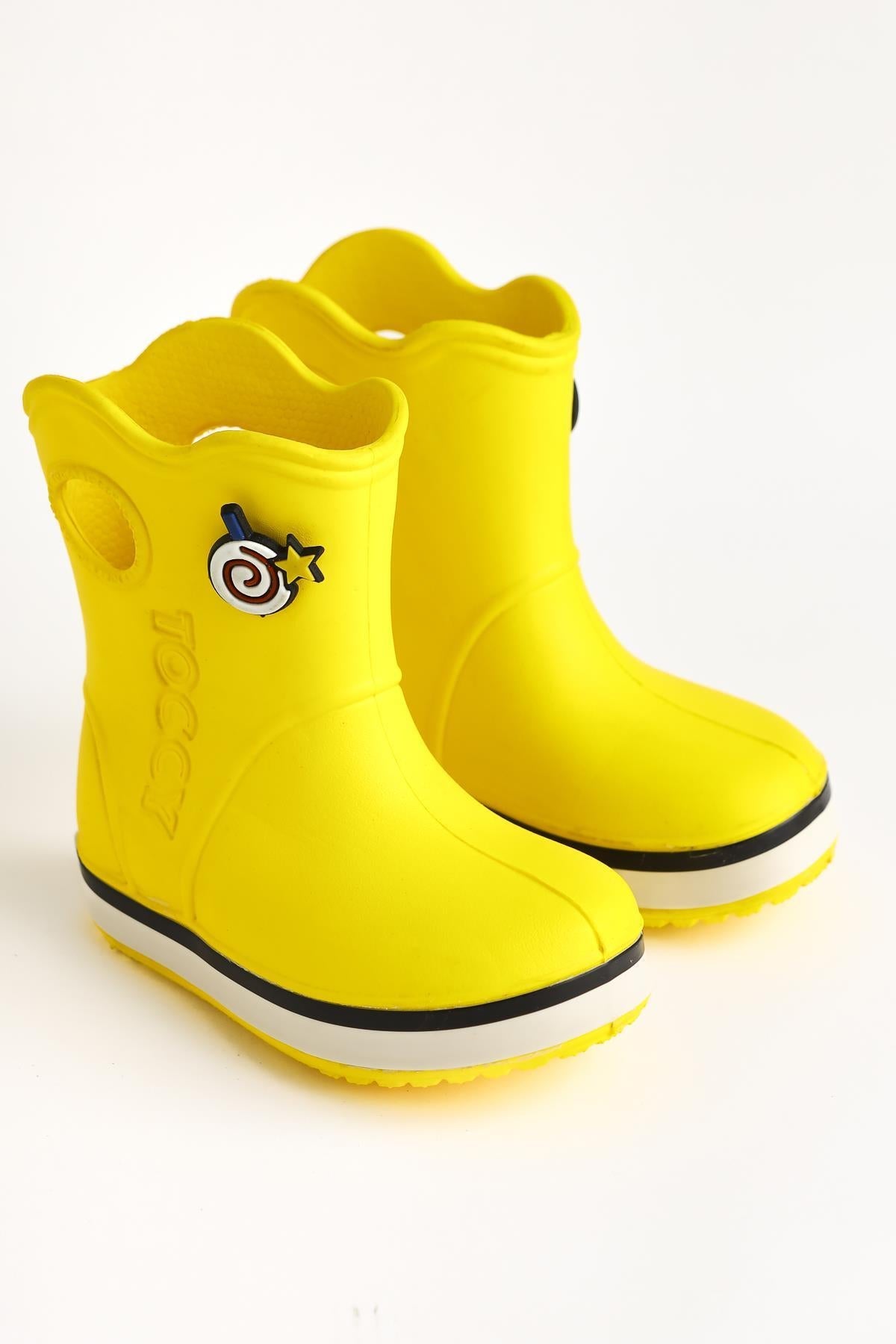 Christa Yellow Pin Detail Waterproof Kids Boot