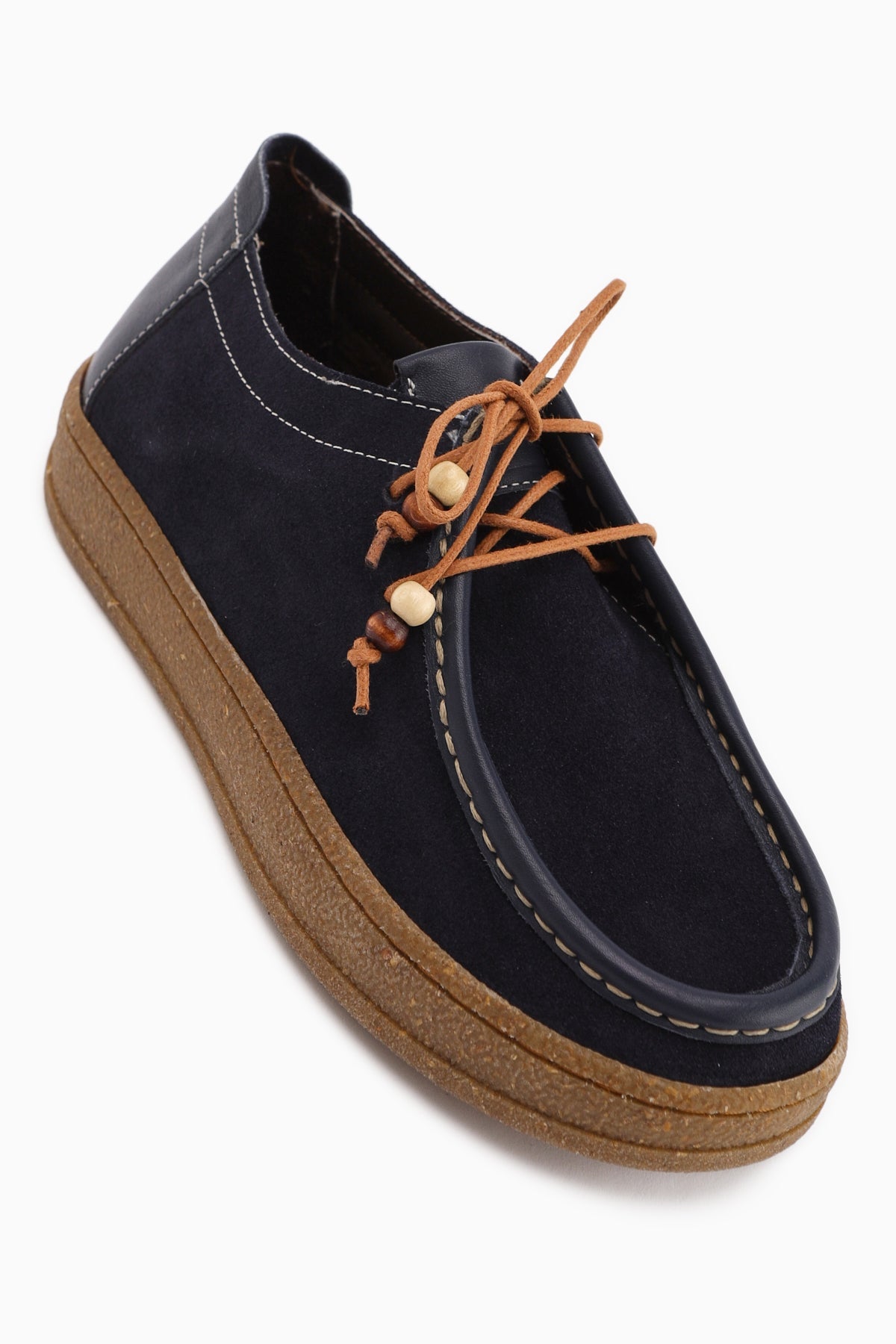 Polin Genuine Leather Navy Suede Lace-Up Daily Loafer Shoe