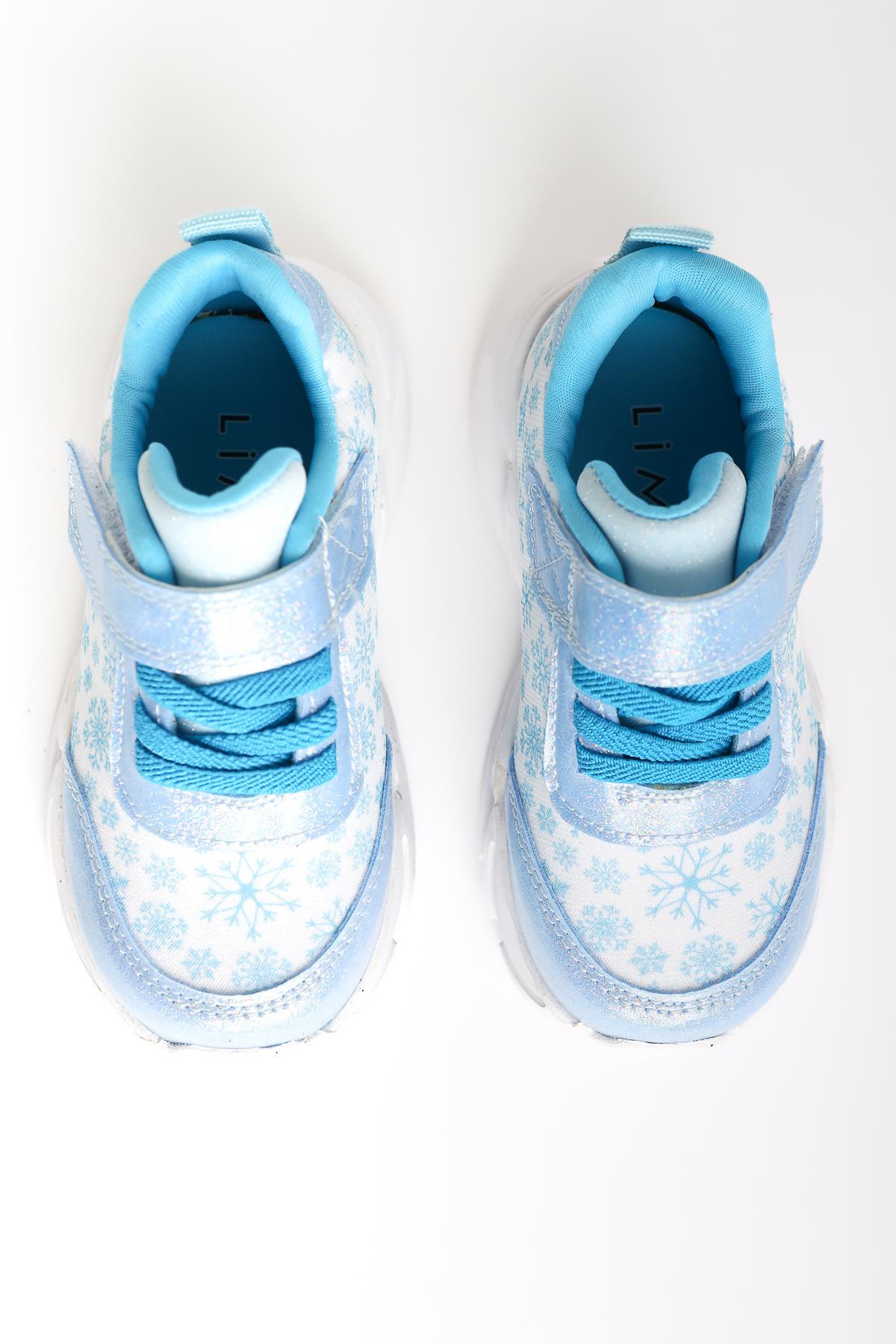 Denisa Blue Snow Themed Light-Up Baby Athletic Shoes