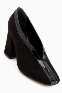 Conny Black Suede Square Toe Women’s Heeled Shoes