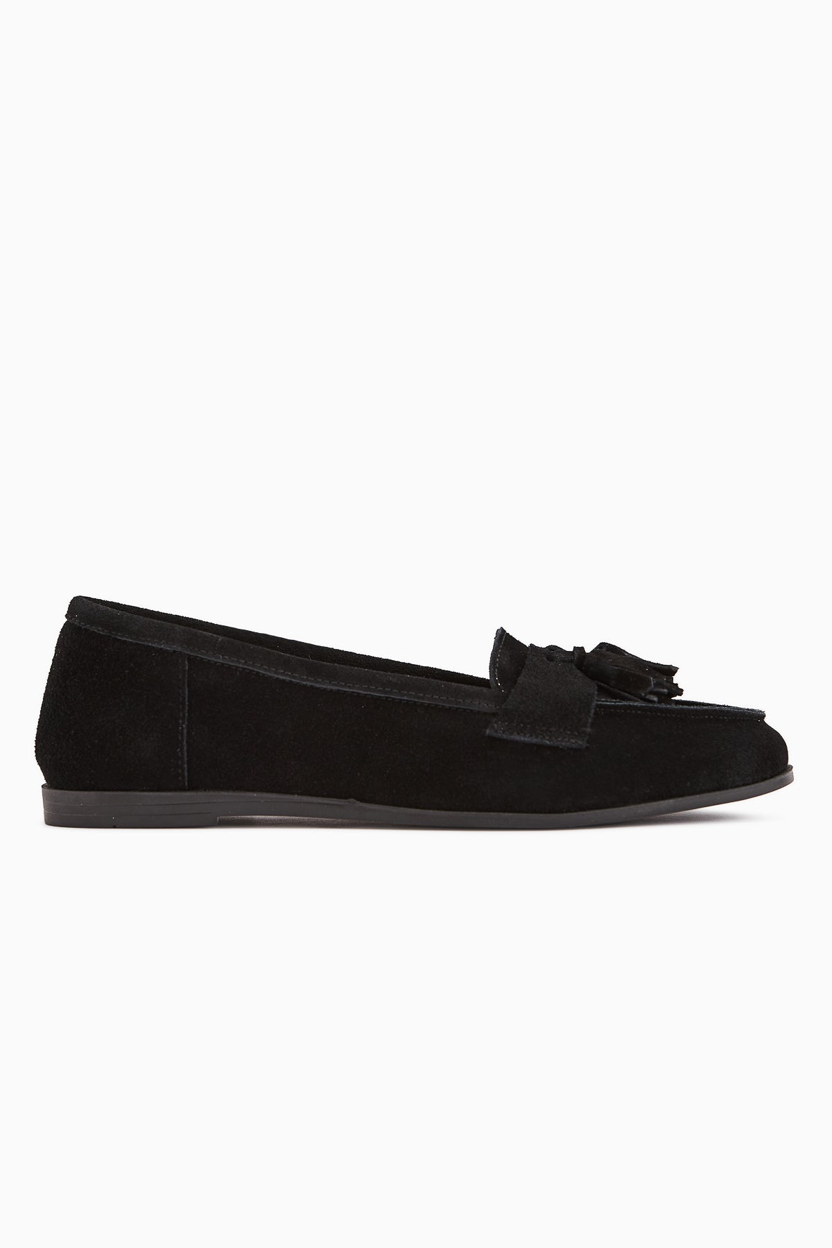 Doris Genuine Leather – Black Suede Tassel Loafer (Women)