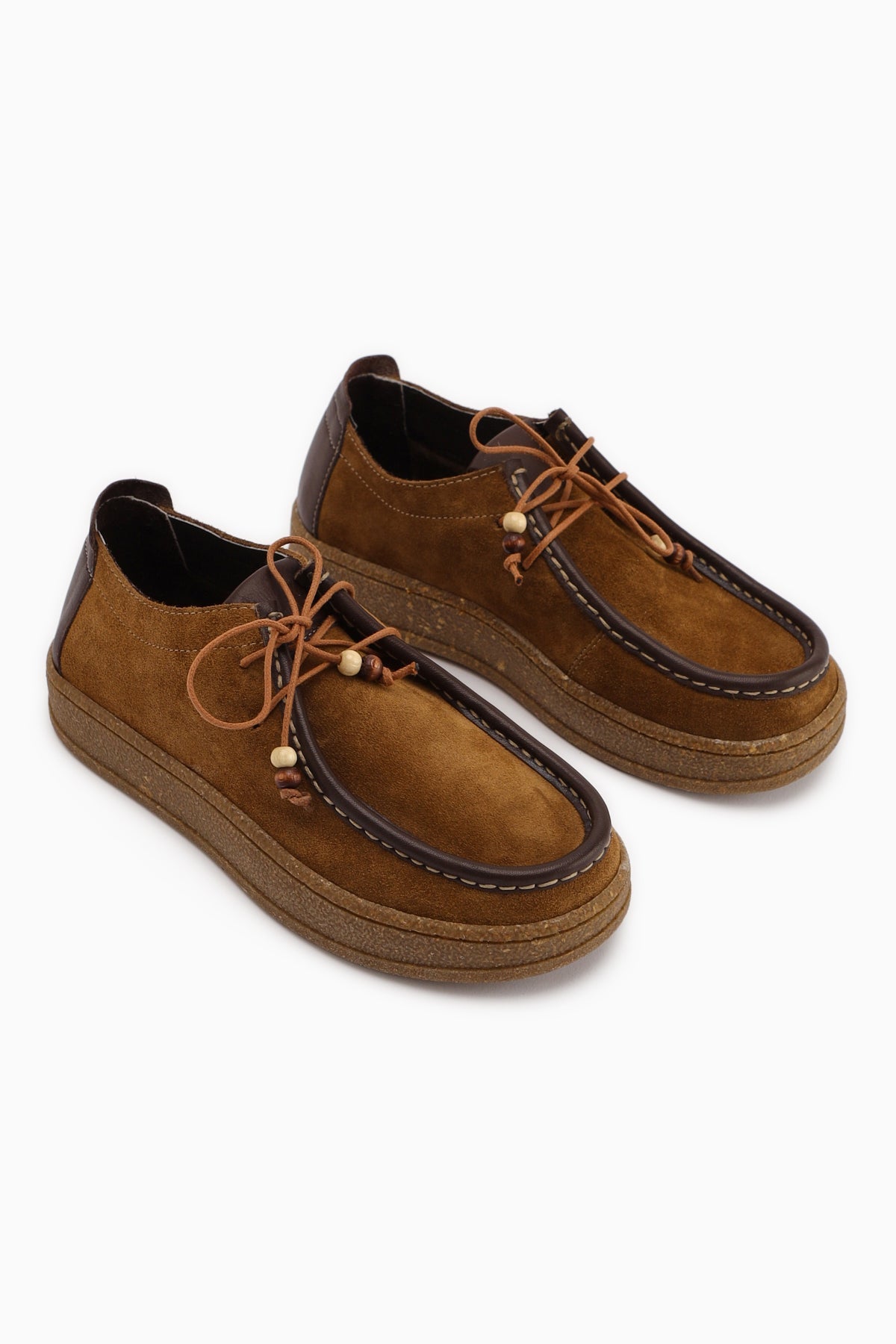 Polin Genuine Leather Vizon Suede Lace-Up Daily Loafer Shoe