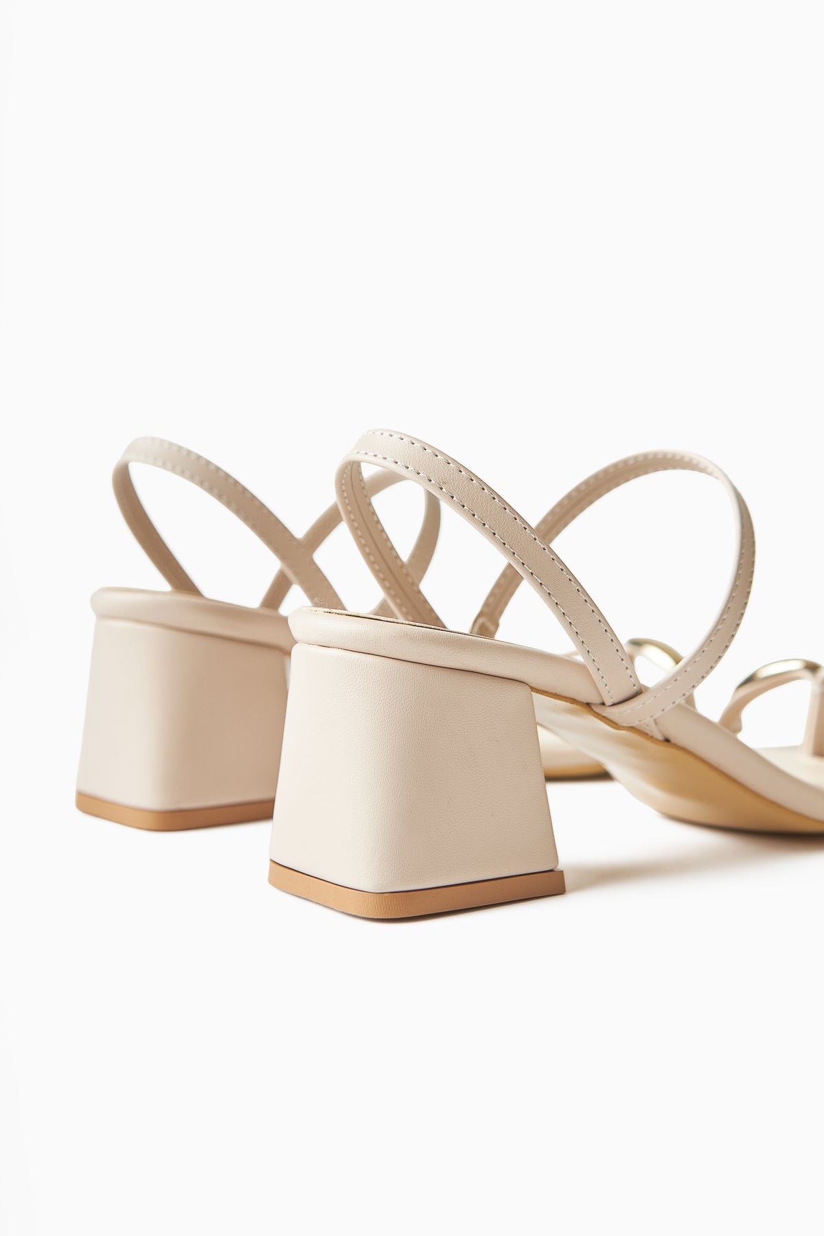 Selenya Beige Thong Sandals with Buckle Detail for Women