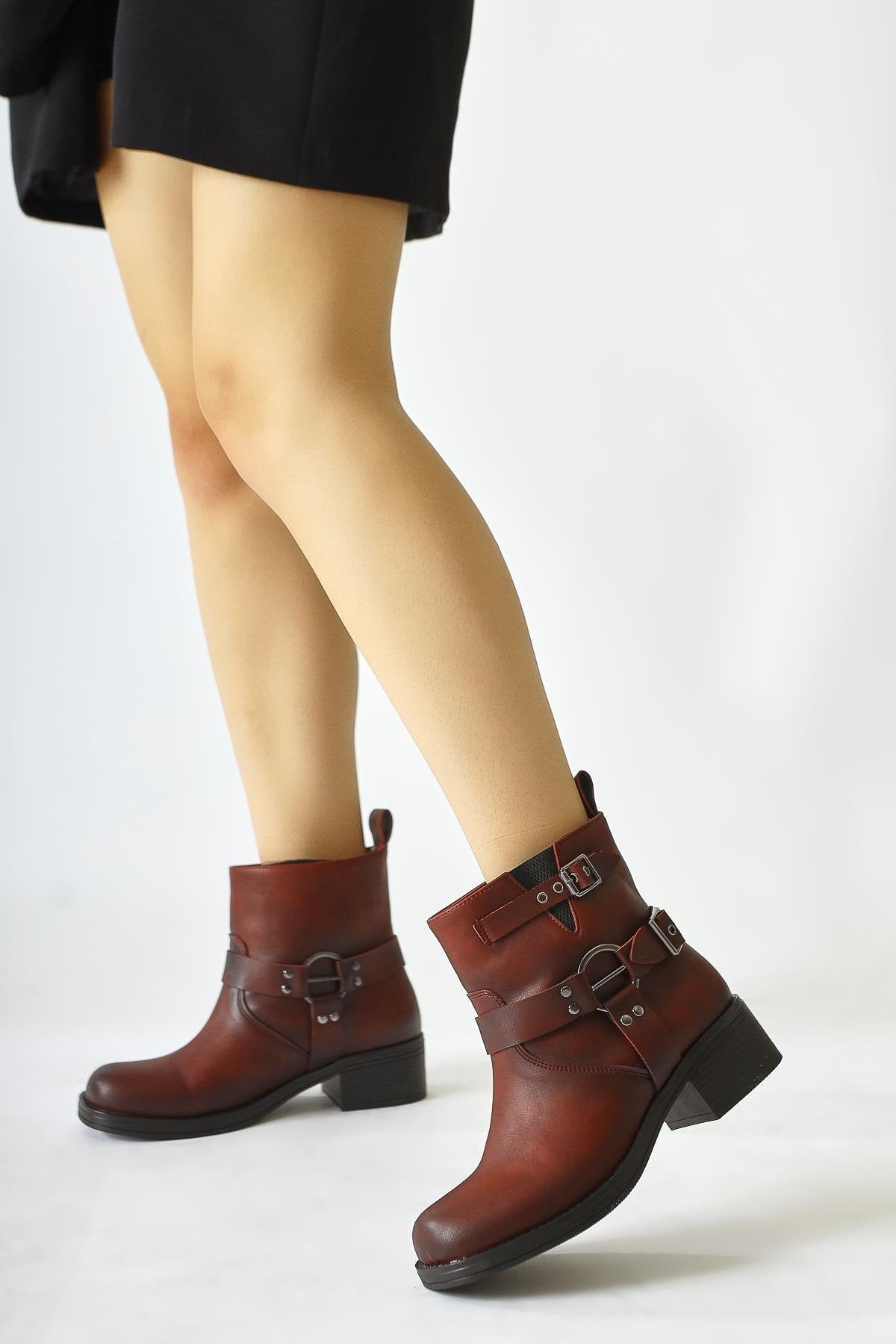 Magi – Burgundy Buckle-Detail Elastic Pull-On Boot (Women)