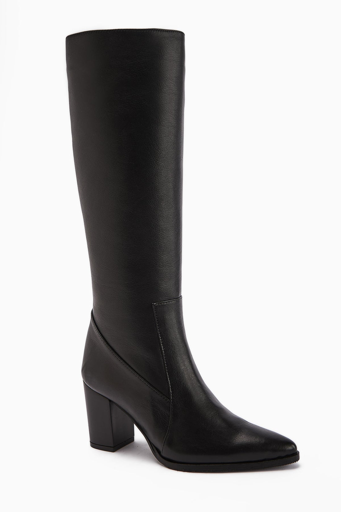 Vilda – Genuine Leather Black Pointed-Toe Knee-High Boot (Women)