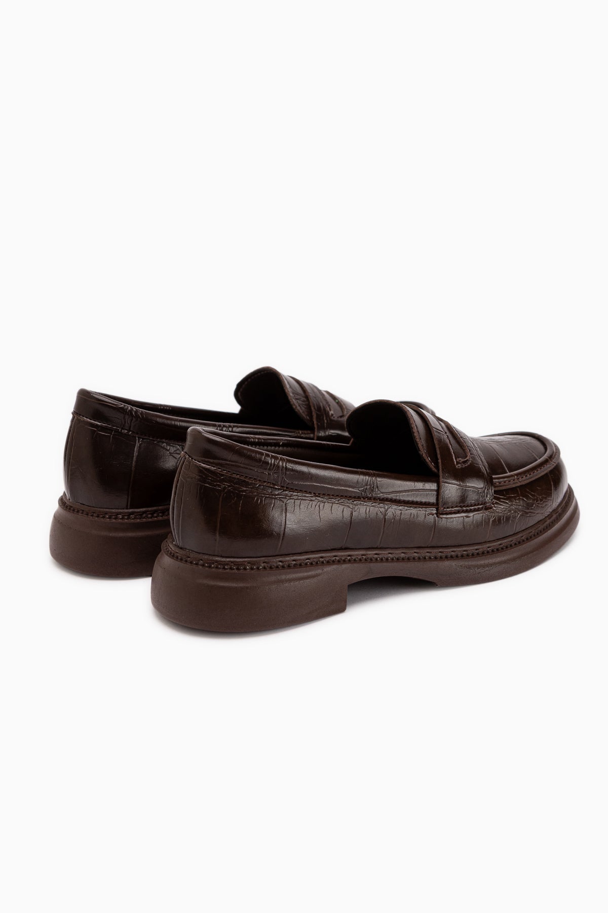 Sienna Brown Crocodile Pattern Women’s Loafer Casual Shoes