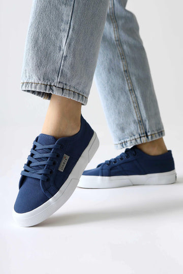 Timon – Navy Linen Sneaker (Women)
