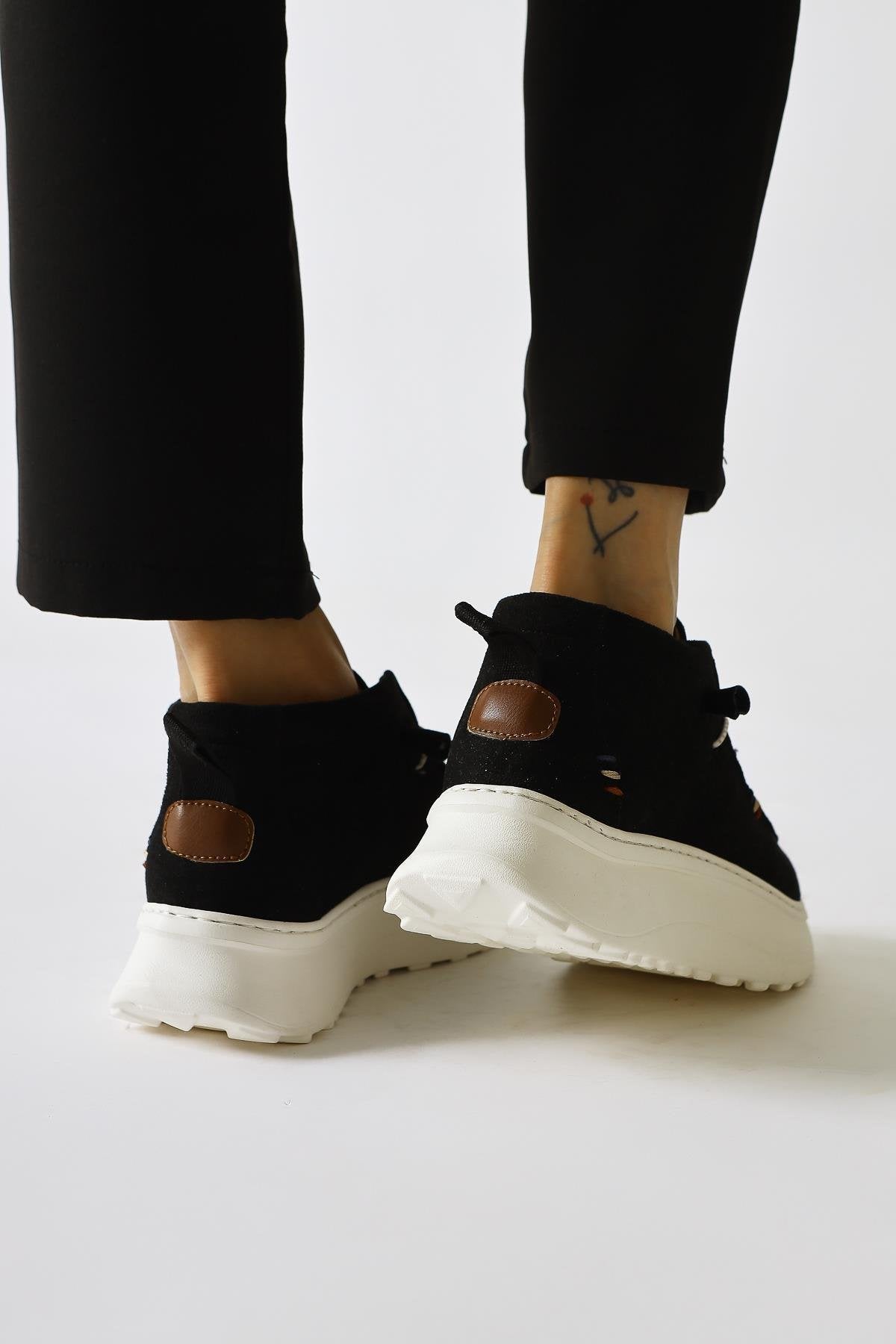 Stacey Black Suede Lace-Up Casual Shoe